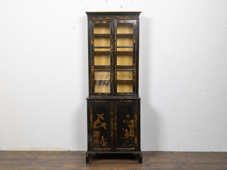 English 19th Century Japanned Chinoiserie Bookcase Cabinet - Image 18