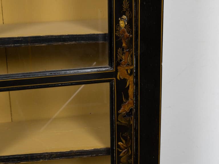 English 19th Century Japanned Chinoiserie Bookcase Cabinet - Image 16