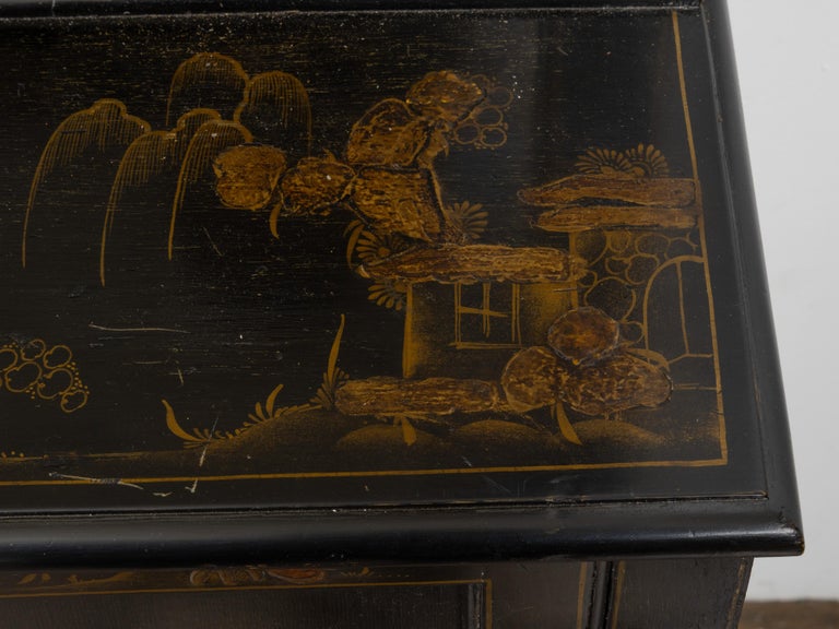 English 19th Century Japanned Chinoiserie Bookcase Cabinet - Image 15