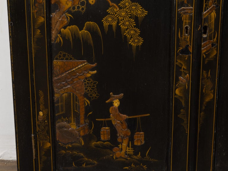 English 19th Century Japanned Chinoiserie Bookcase Cabinet - Image 10