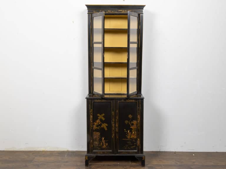 English 19th Century Japanned Chinoiserie Bookcase Cabinet - Image 8