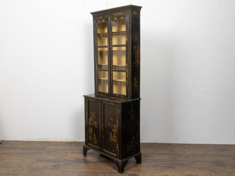English 19th Century Japanned Chinoiserie Bookcase Cabinet - Image 7