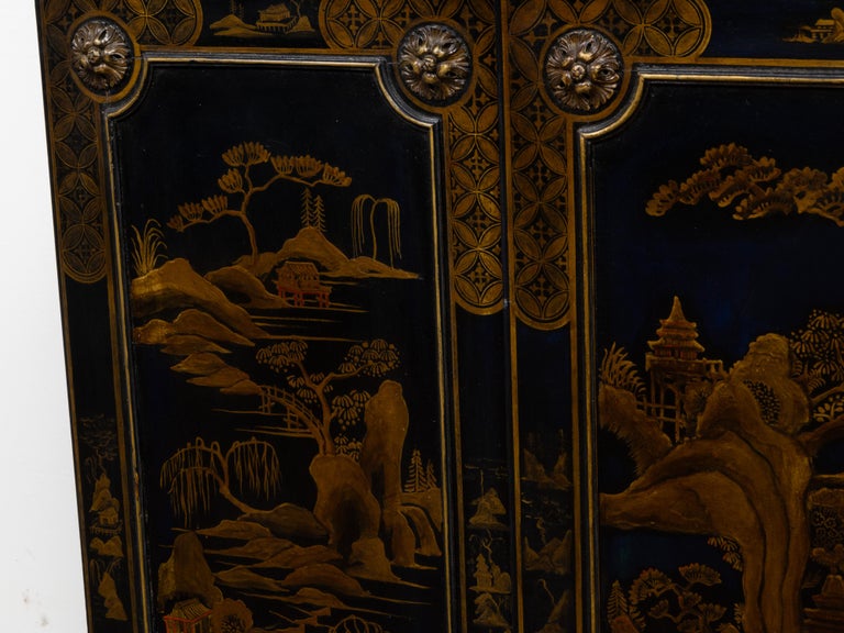 English 19th Century Japanned Chinoiserie Black Lacquered Display Cabinet - Image 11