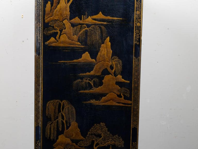 English 19th Century Japanned Chinoiserie Black Lacquered Display Cabinet - Image 3