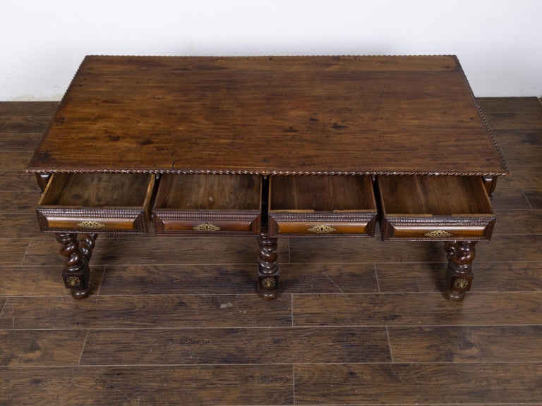 Portuguese Early 19th Century Baroque Style Walnut Writing Table with Drawers - Image 8