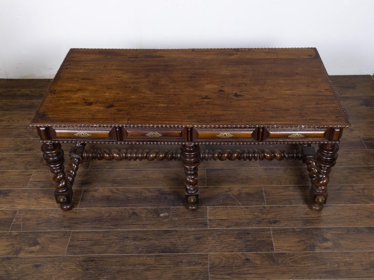 Portuguese Early 19th Century Baroque Style Walnut Writing Table with Drawers - Image 7