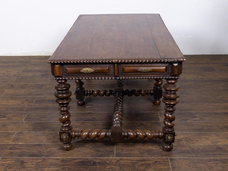 Portuguese Early 19th Century Baroque Style Walnut Writing Table with Drawers - Image 2