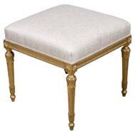 French 19th Century Giltwood Neoclassical Stool with Rosette Corners