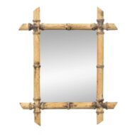 French Bleached Faux Bamboo Mirror with Angled Corner Details, circa 1900