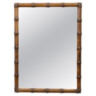 French Faux Bamboo Mirror in Dark Honey-Toned Wood, Circa 1900