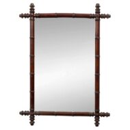 French Faux Bamboo Mirror with Dark Mahogany-Toned Frame, Circa 1900