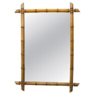 French Faux Bamboo Mirror with Honey-Toned Wood Frame, Circa 1900