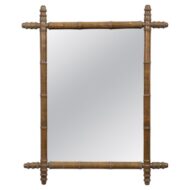 French Faux Bamboo Mirror with Turned Wood Frame, Circa 1900