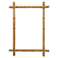 French Faux Bamboo Wall Mirror in Turned Wood, circa 1900