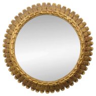 French Giltwood Sunburst Mirror with Feathered Carved Frame, circa 1920