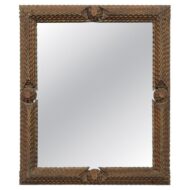 French Tramp Art Mirror with Deeply Carved Geometric Frame