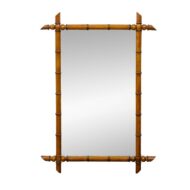 Large French Faux Bamboo Wall Mirror with Pointed Finials, circa 1900
