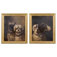 Pair of 19th Century English Dog Paintings in Gilt Frames, Signed A. Heim