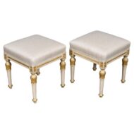 Pair of French 19th Century Painted and Parcel-Gilt Neoclassical Stools