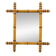Petite French Faux Bamboo Wall Mirror in Turned Wood, circa 1900