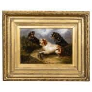 English 19th Century Framed Oil Painting of Terriers Dogs After Armfield