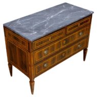 Italian 18th Century Walnut Marquetry Commode with Gray Marble Top