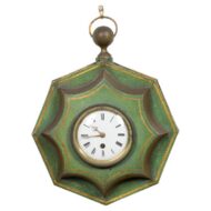19th Century French Green Painted Tôle Pocket Watch Wall Clock