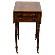 English Regency Rosewood Drop-Leaf Work Table on Casters