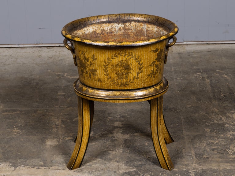18th Century French Neoclassical Hand-Painted Tôle Planter on Stand - Image 13