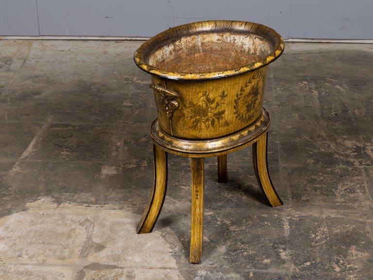 18th Century French Neoclassical Hand-Painted Tôle Planter on Stand - Image 6