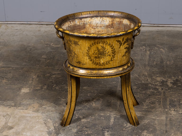 18th Century French Neoclassical Hand-Painted Tôle Planter on Stand - Image 3