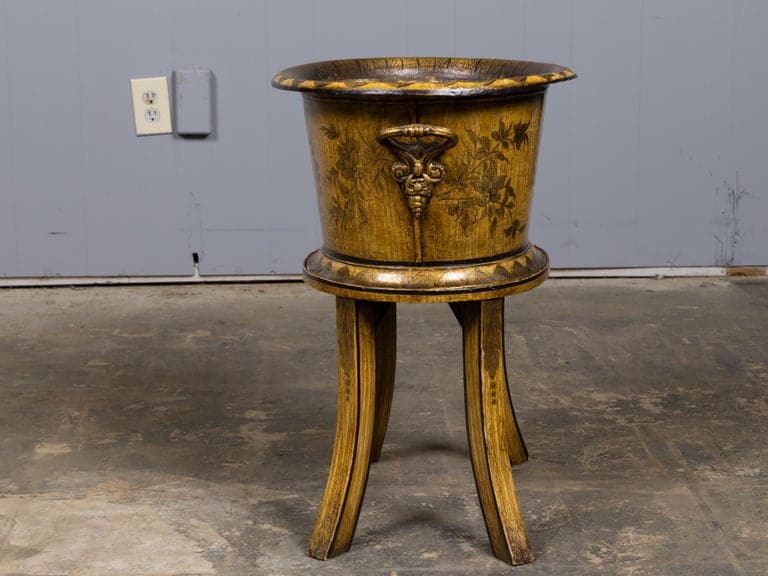 18th Century French Neoclassical Hand-Painted Tôle Planter on Stand - Image 2