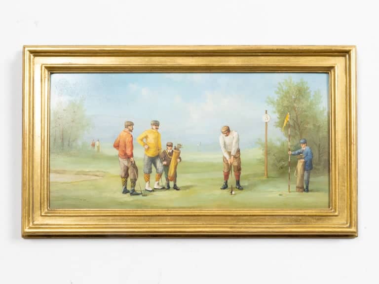 Set of Three American Golf Scene Oil Paintings, circa 1920 - Image 14