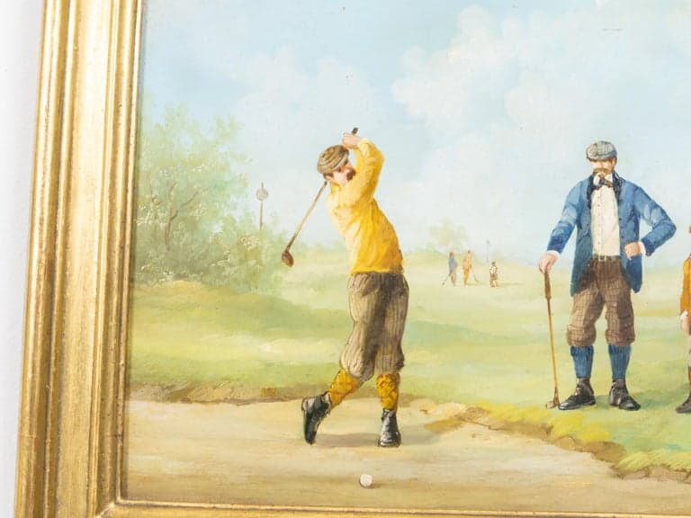 Set of Three American Golf Scene Oil Paintings, circa 1920 - Image 13