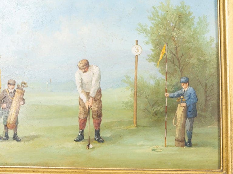 Set of Three American Golf Scene Oil Paintings, circa 1920 - Image 8
