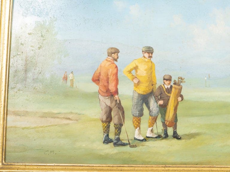 Set of Three American Golf Scene Oil Paintings, circa 1920 - Image 7