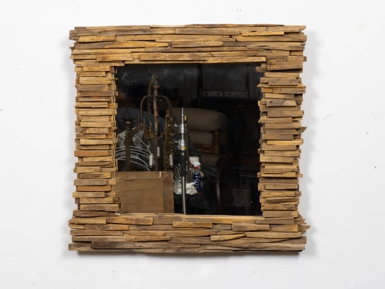 Mid-Century American Brutalist Sculptural Wood Mirror - Image 9