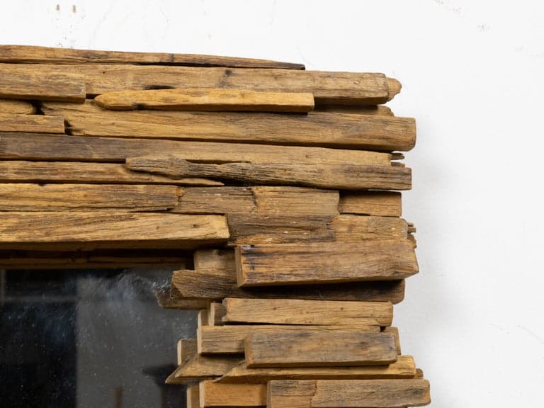 Mid-Century American Brutalist Sculptural Wood Mirror - Image 8