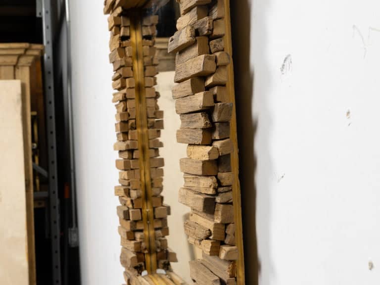 Mid-Century American Brutalist Sculptural Wood Mirror - Image 3