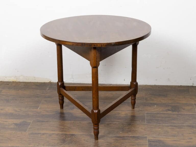 19th Century English Oak Cricket Table with Triangular Stretcher Base - Image 8