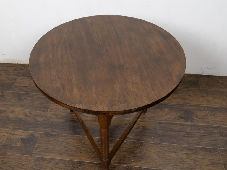19th Century English Oak Cricket Table with Triangular Stretcher Base - Image 7