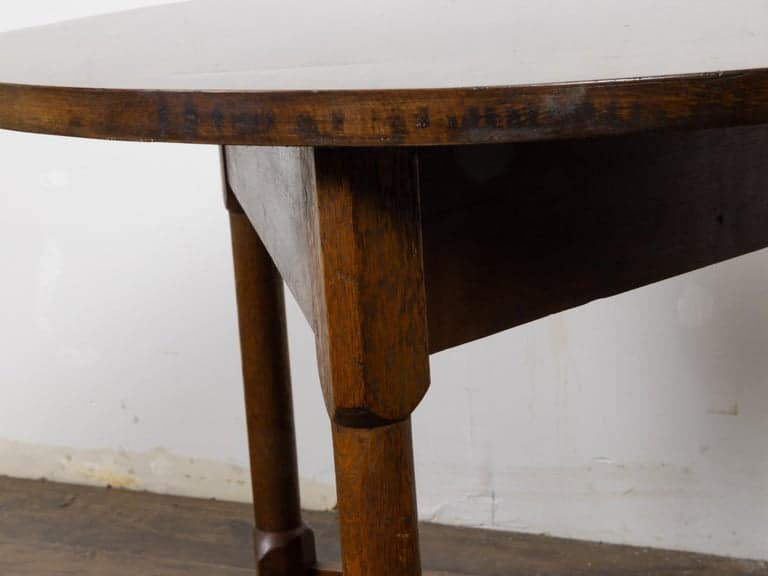 19th Century English Oak Cricket Table with Triangular Stretcher Base - Image 6