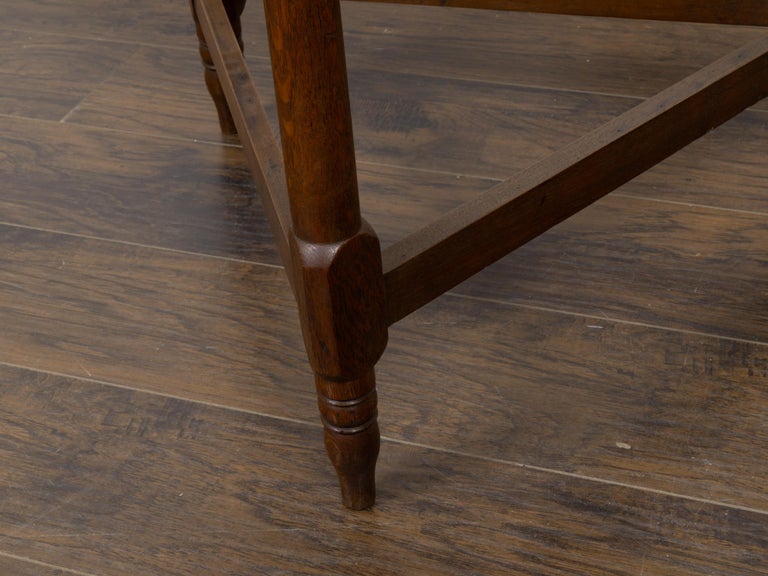19th Century English Oak Cricket Table with Triangular Stretcher Base - Image 5
