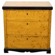 German Biedermeier Flame Birch Three-Drawer Chest, 19th Century