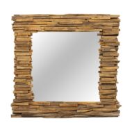 Mid-Century American Brutalist Sculptural Wood Mirror