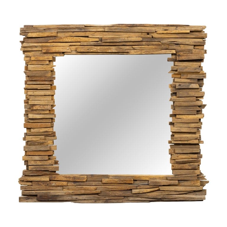 Mid-Century American Brutalist Sculptural Wood Mirror