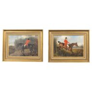 Pair of English Hunt Scene Paintings by Alfred Wheeler, 19th Century