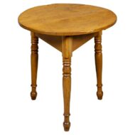 19th Century English Pine Cricket Table with Round Top and Turned Legs