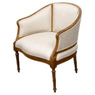19th Century French Louis XVI Style Fruitwood Tub Chair, Newly Upholstered
