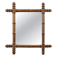Antique French Faux Bamboo Turned Walnut Wall Mirror, circa 1900